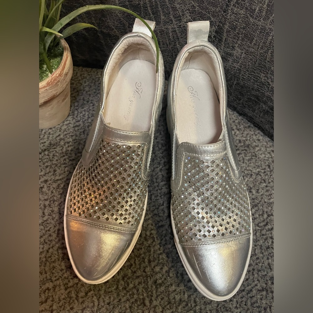 Silver slip-ons